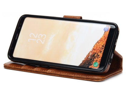 2-in-1 Synthetic Leather Wallet Case for Samsung Galaxy S8+ - Brown