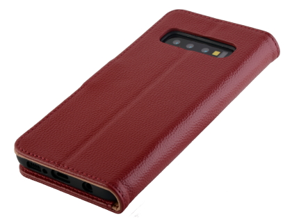 Premium Leather Wallet Case for Samsung Galaxy S10+ - Rosewood Leather Wallet Case