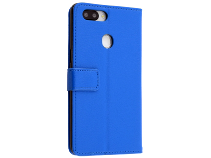 Synthetic Leather Wallet Case with Stand for OPPO AX5s - Blue Leather Wallet Case