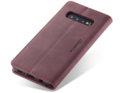 CaseMe Slim Synthetic Leather Wallet Case with Stand for Samsung Galaxy S10+ - Burgundy