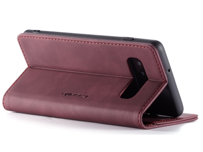 CaseMe Slim Synthetic Leather Wallet Case with Stand for Samsung Galaxy S10+ - Burgundy