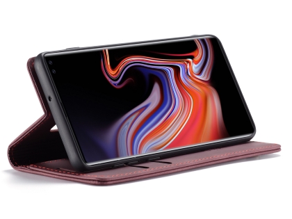 CaseMe Slim Synthetic Leather Wallet Case with Stand for Samsung Galaxy S10+ - Burgundy
