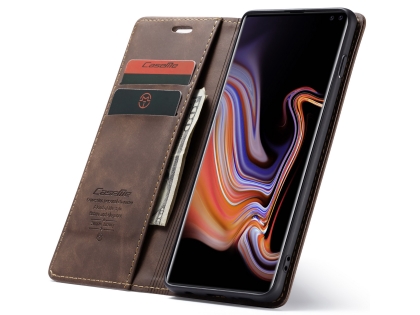 CaseMe Slim Synthetic Leather Wallet Case with Stand for Samsung Galaxy S10+ - Chocolate