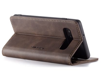 CaseMe Slim Synthetic Leather Wallet Case with Stand for Samsung Galaxy S10+ - Chocolate