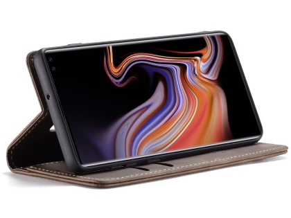 CaseMe Slim Synthetic Leather Wallet Case with Stand for Samsung Galaxy S10+ - Chocolate