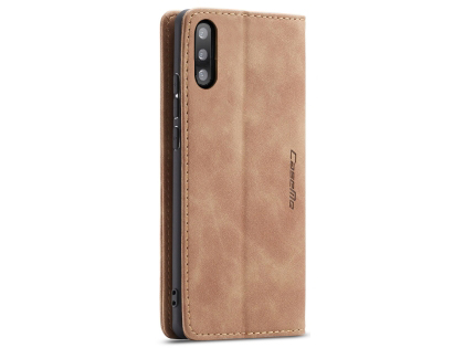 CaseMe Slim Synthetic Leather Wallet Case with Stand for Samsung Galaxy A50 - Tan