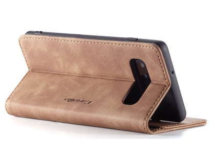 CaseMe Slim Synthetic Leather Wallet Case with Stand for Samsung Galaxy S10 5G - Tan