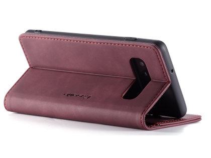 CaseMe Slim Synthetic Leather Wallet Case with Stand for Samsung Galaxy S10 5G - Burgundy