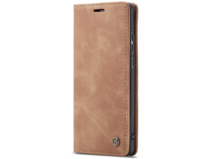 CaseMe Slim Synthetic Leather Wallet Case with Stand for Samsung Galaxy A70 - Tan