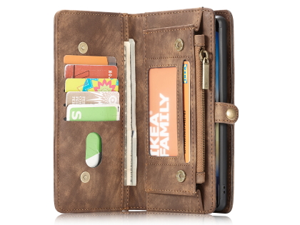 CaseMe 2-in-1 Synthetic Leather Wallet Case for Samsung Galaxy Note10 - Beige/Tan