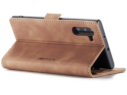 CaseMe Slim Synthetic Leather Wallet Case with Stand for Samsung Galaxy Note10 - Tan