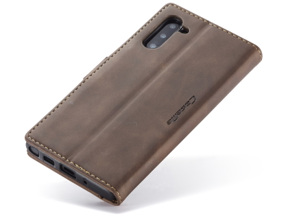 CaseMe Slim Synthetic Leather Wallet Case with Stand for Samsung Galaxy Note10 - Chocolate