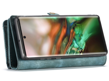 CaseMe 2-in-1 Synthetic Leather Wallet Case for Samsung Galaxy Note10+ - Teal/Ash