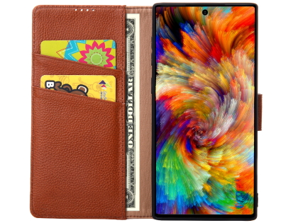 Premium Leather Wallet Case with Stand for Samsung Galaxy Note10 5G - Brown