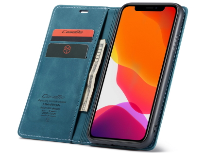 CaseMe Slim Synthetic Leather Wallet Case with Stand for iPhone 11 - Teal