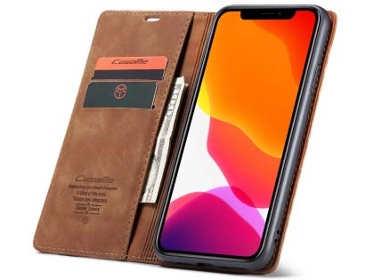 CaseMe Slim Synthetic Leather Wallet Case with Stand for iPhone 11 Pro - Tan