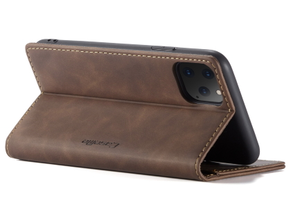 CaseMe Slim Synthetic Leather Wallet Case with Stand for iPhone 11 Pro Max - Chocolate