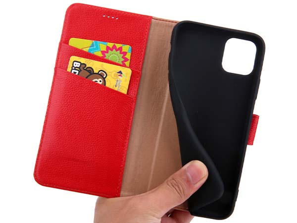 Premium Leather Wallet Case for Apple iPhone 11 - Red