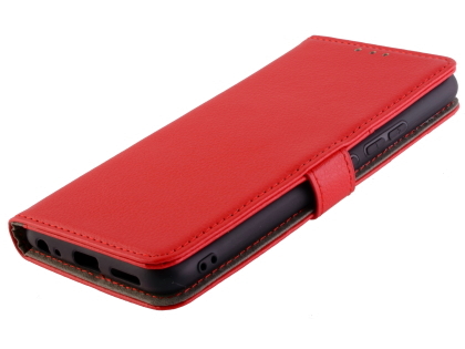Synthetic Leather Wallet Case with Stand for vivo Y12 - Red
