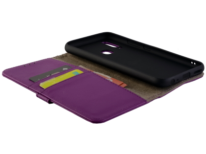Synthetic Leather Wallet Case with Stand for vivo Y12 - Purple