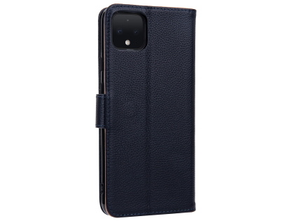 Premium Leather Wallet Case for Google Pixel 4 - Midnight Blue Leather Wallet Case