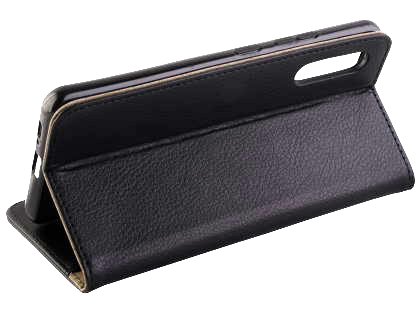 Synthetic Leather Wallet Case with Stand for Samsung Galaxy A90 5G - Black