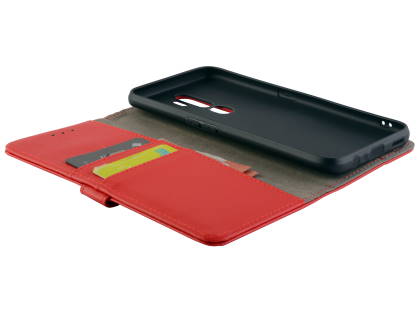 Synthetic Leather Wallet Case with Stand for OPPO A5 2020 - Red