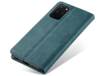 CaseMe Slim Synthetic Leather Wallet Case with Stand for Samsung Galaxy S20+ - Teal Leather Wallet Case