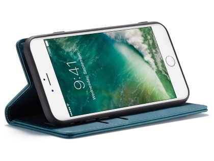 CaseMe Slim Synthetic Leather Wallet Case with Stand for iPhone 8/7 - Teal