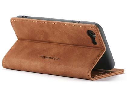 CaseMe Slim Synthetic Leather Wallet Case with Stand for iPhone 8/7 - Tan