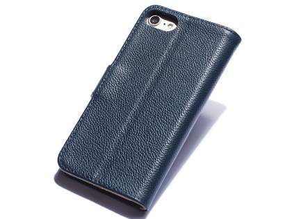 Premium Leather Wallet Case for iPhone SE 2 / SE 3 - Midnight Blue Leather Wallet Case
