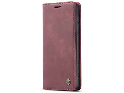 CaseMe Slim Synthetic Leather Wallet Case with Stand for Samsung Galaxy A51 - Burgundy