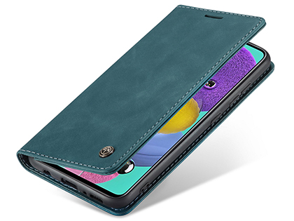 CaseMe Slim Synthetic Leather Wallet Case with Stand for Samsung Galaxy A71 - Teal Leather Wallet Case