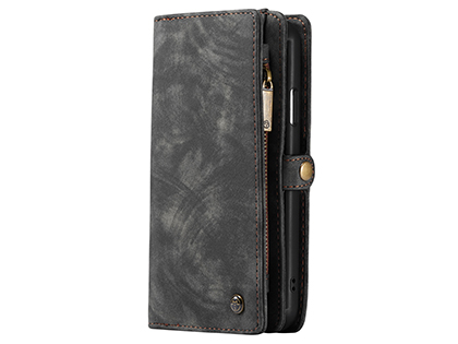 CaseMe 2-in-1 Synthetic Leather Wallet Case for iPhone 11 Pro Max - Khaki/Grey Leather Wallet Case
