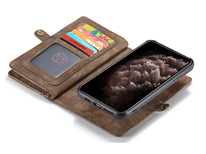 CaseMe 2-in-1 Synthetic Leather Wallet Case for iPhone 11 Pro Max - Beige/Tan
