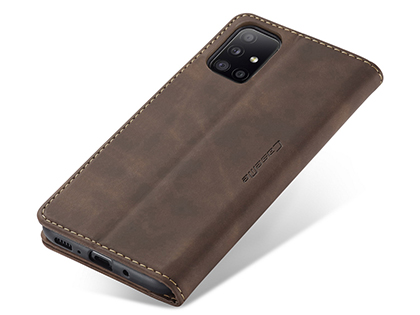 CaseMe Slim Synthetic Leather Wallet Case with Stand for Samsung Galaxy A31 - Chocolate