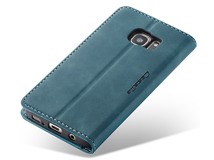CaseMe Slim Synthetic Leather Wallet Case with Stand for Samsung Galaxy S7 - Teal