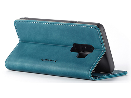 CaseMe Slim Synthetic Leather Wallet Case with Stand for Samsung Galaxy S9 - Teal