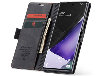 CaseMe Slim Synthetic Leather Wallet Case with Stand for Samsung Galaxy Note20 Ultra - Charcoal