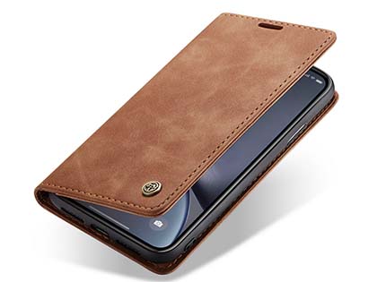 CaseMe Slim Synthetic Leather Wallet Case with Stand for iPhone XR - Tan Leather Wallet Case