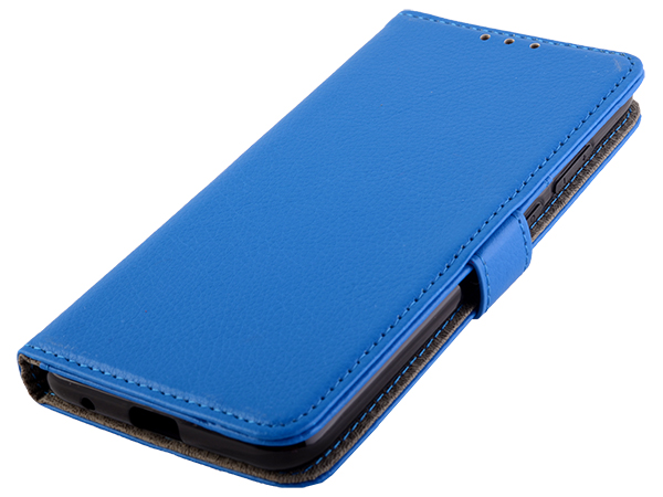 Synthetic Leather Wallet Case with Stand for Motorola Moto E6s (2020) - Blue