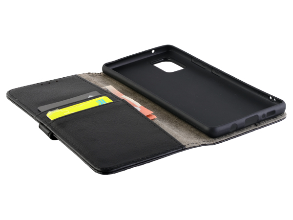 Synthetic Leather Wallet Case with Stand for Samsung Galaxy A71 5G - Black