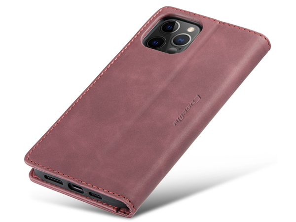 CaseMe Slim Synthetic Leather Wallet Case with Stand for iPhone 12 Pro Max - Burgundy