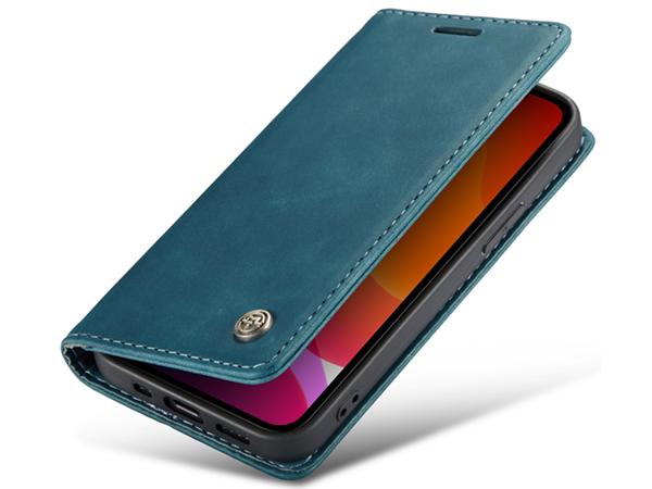 CaseMe Slim Synthetic Leather Wallet Case with Stand for iPhone 12 Pro - Teal Leather Wallet Case