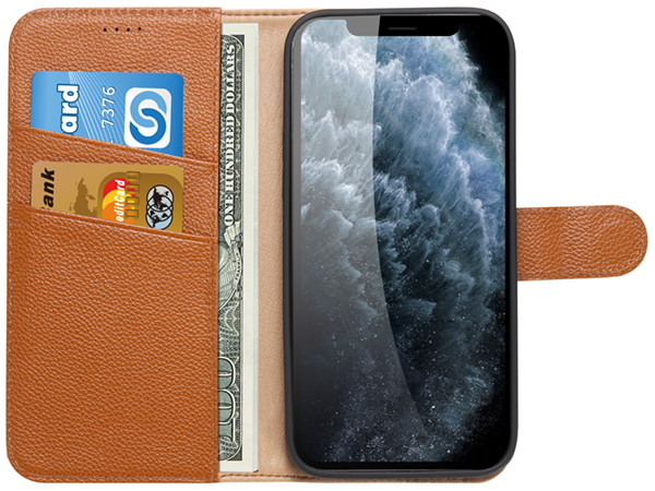 Premium Leather Wallet Case for Apple iPhone 12 Pro Max - Caramel
