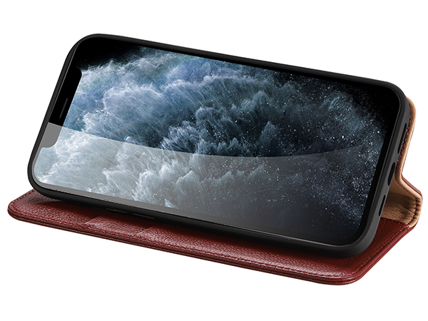 Premium Leather Wallet Case for Apple iPhone 12 - Rosewood