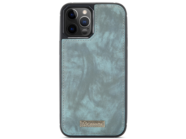 CaseMe 2-in-1 Synthetic Leather Wallet Case for iPhone 12 Pro - Teal/Ash