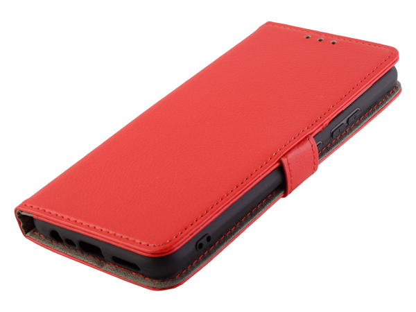 Synthetic Leather Wallet Case with Stand for Realme C12 - Red