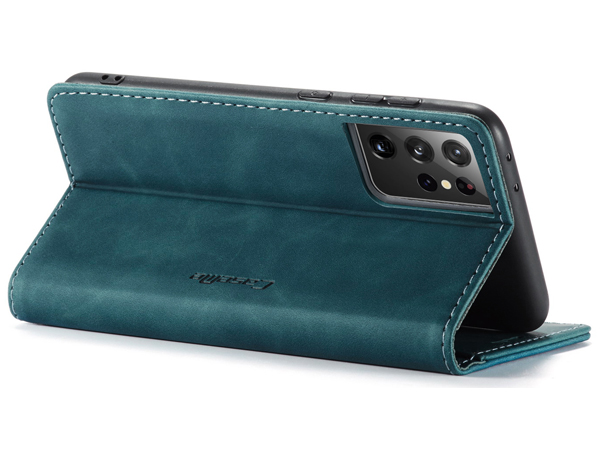 CaseMe Slim Synthetic Leather Wallet Case with Stand for Samsung Galaxy S21 Ultra - Teal
