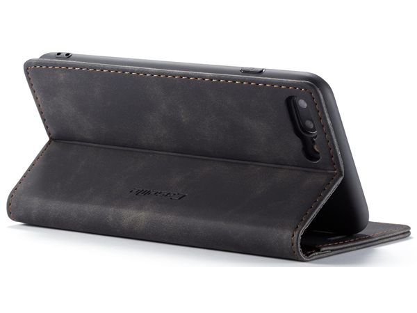 CaseMe Slim Synthetic Leather Wallet Case with Stand for iPhone 8 Plus/7 Plus - Charcoal
